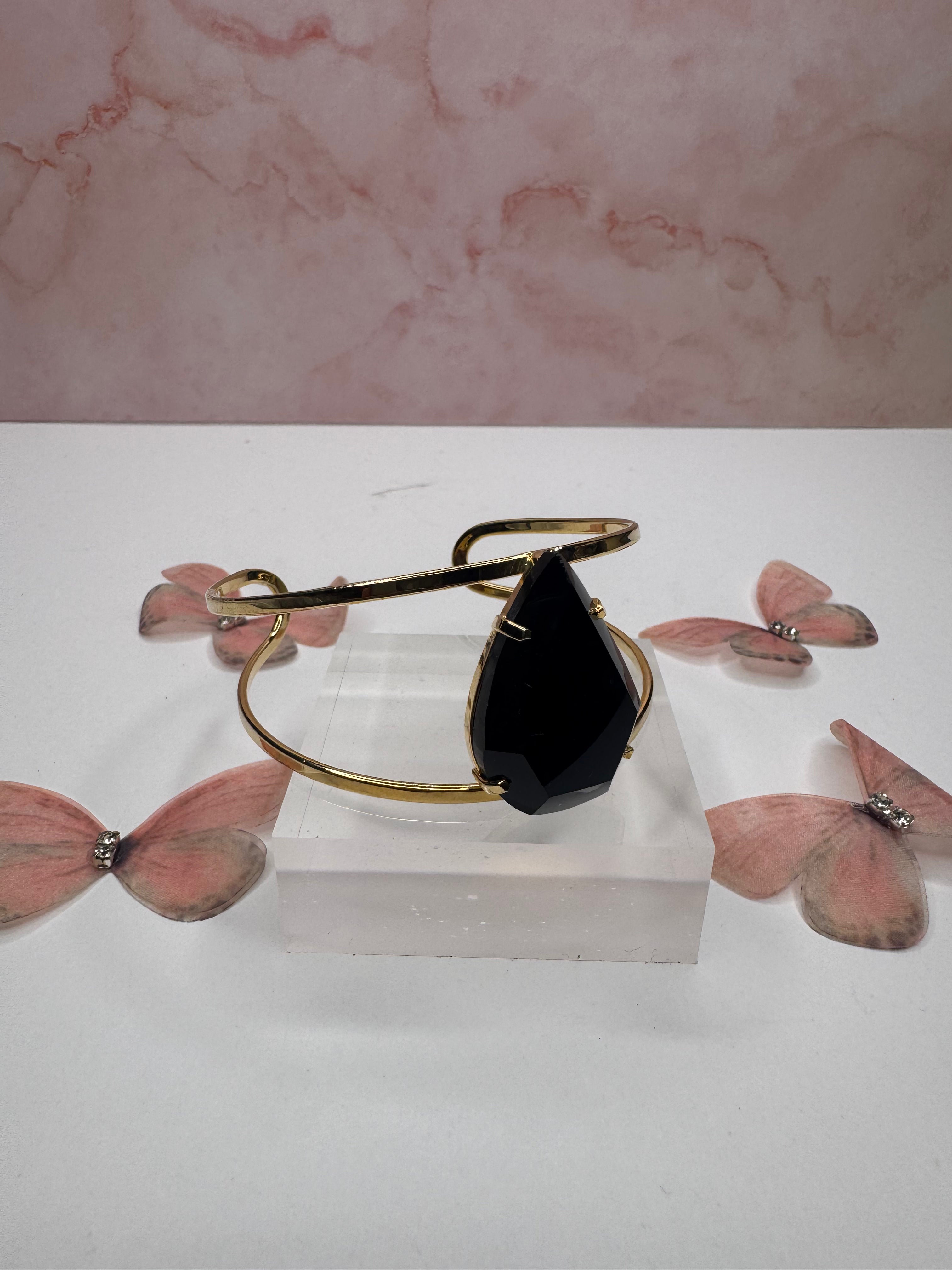 black obsidian bracelet with gold detailing