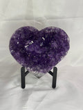 Purple amethyst heart on stand
