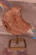 Pink amethyst Moon on Stand