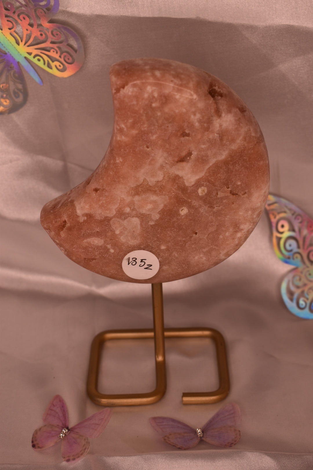Pink amethyst Moon on Stand