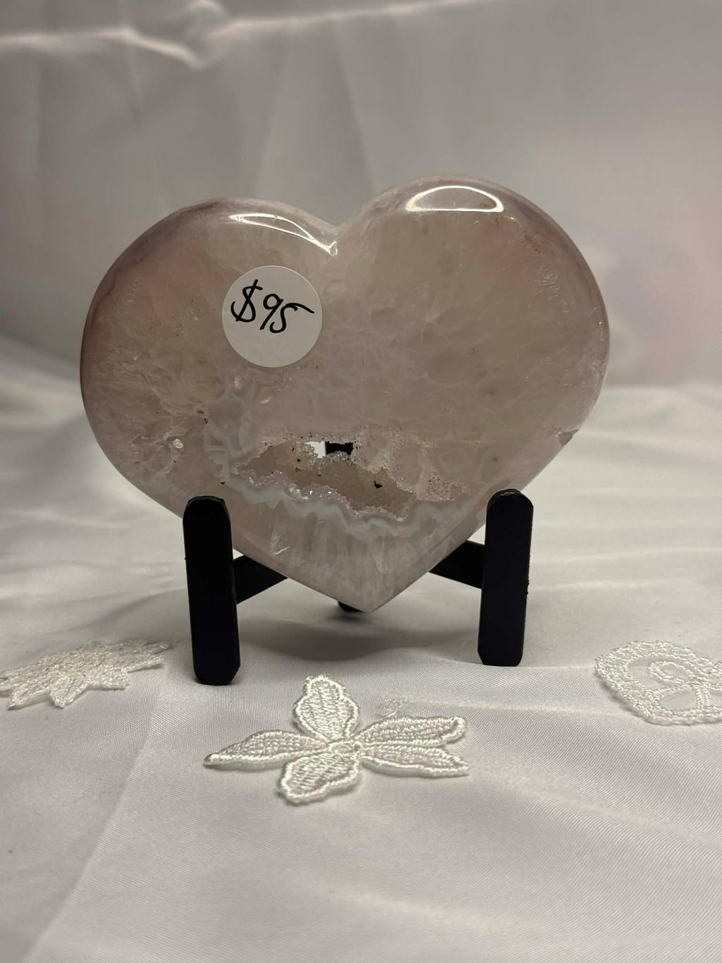 Druzy agate heart on stand