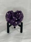 Purple amethyst heart on stand