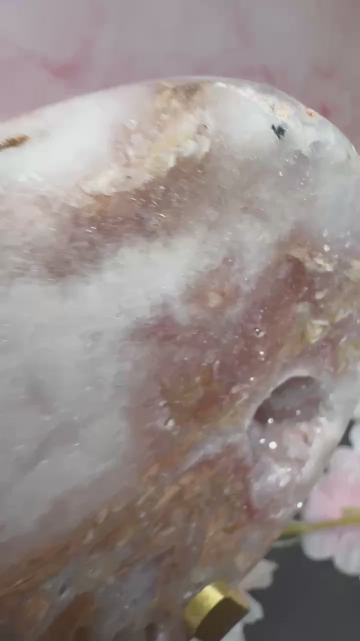 Pink amethyst on stand