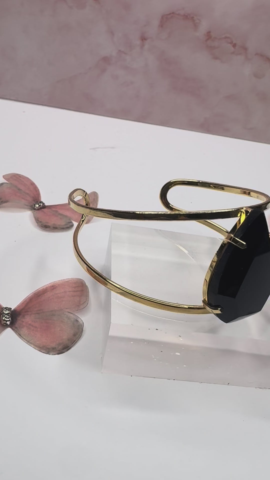 black obsidian bracelet with gold detailing