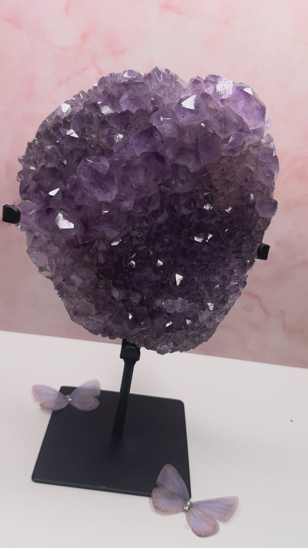 Purple amethyst on stand